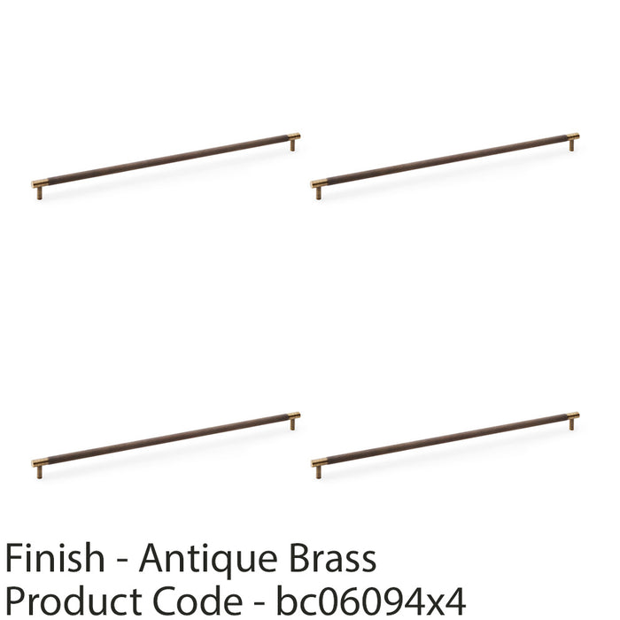 4 PACK Knurled T Bar Door Pull Handle Antique Brass 448mm Centres Premium Drawer 1