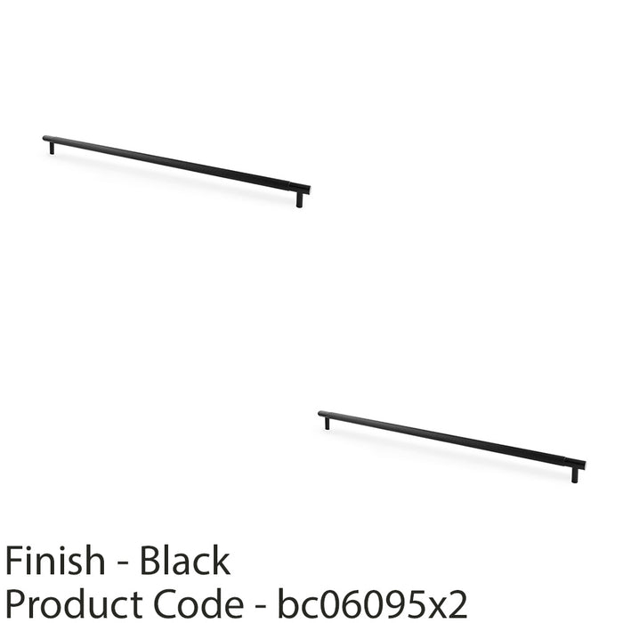 2 PACK Knurled T Bar Door Pull Handle Matt Black 448mm Centres Premium Drawer 1