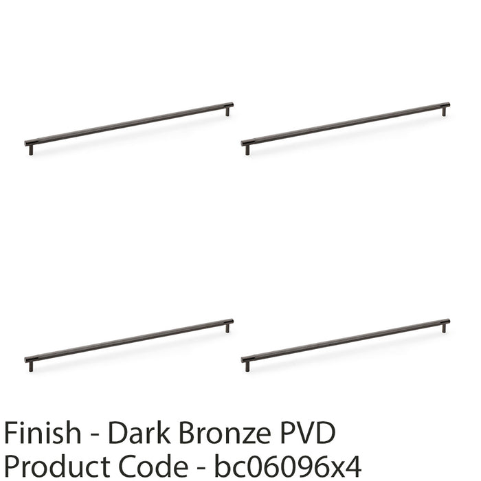 4 PACK Knurled T Bar Door Pull Handle Dark Bronze 448mm Centres Premium Drawer 1
