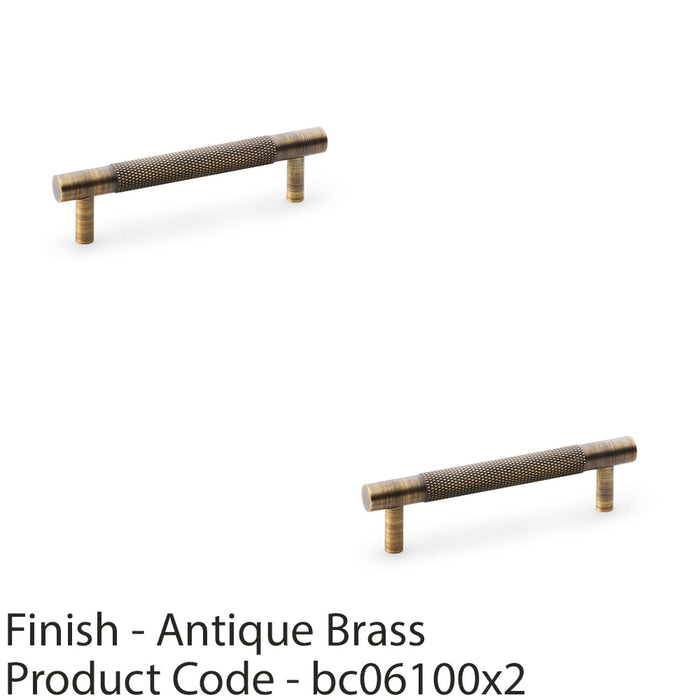 2 PACK Knurled T Bar Door Pull Handle Antique Brass 96mm Centres Premium Drawer 1