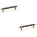 2 PACK Knurled T Bar Door Pull Handle Antique Brass 96mm Centres Premium Drawer