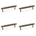 4 PACK Knurled T Bar Door Pull Handle Antique Brass 96mm Centres Premium Drawer