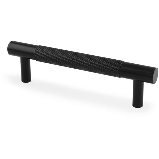 Knurled T Bar Door Pull Handle - Matt Black - 96mm Centres Premium Drawer