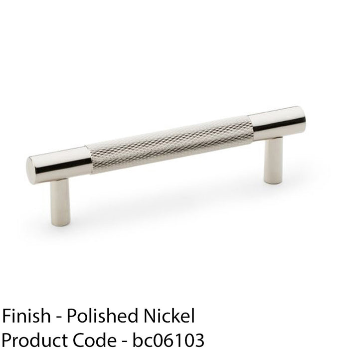 Knurled T Bar Door Pull Handle - Polished Nickel - 96mm Centres Premium Drawer 1