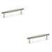 2x Knurled T Bar Door Pull Handle Polished Nickel 96mm Centres Premium Drawer