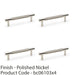 4x Knurled T Bar Door Pull Handle Polished Nickel 96mm Centres Premium Drawer 1