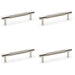 4x Knurled T Bar Door Pull Handle Polished Nickel 96mm Centres Premium Drawer