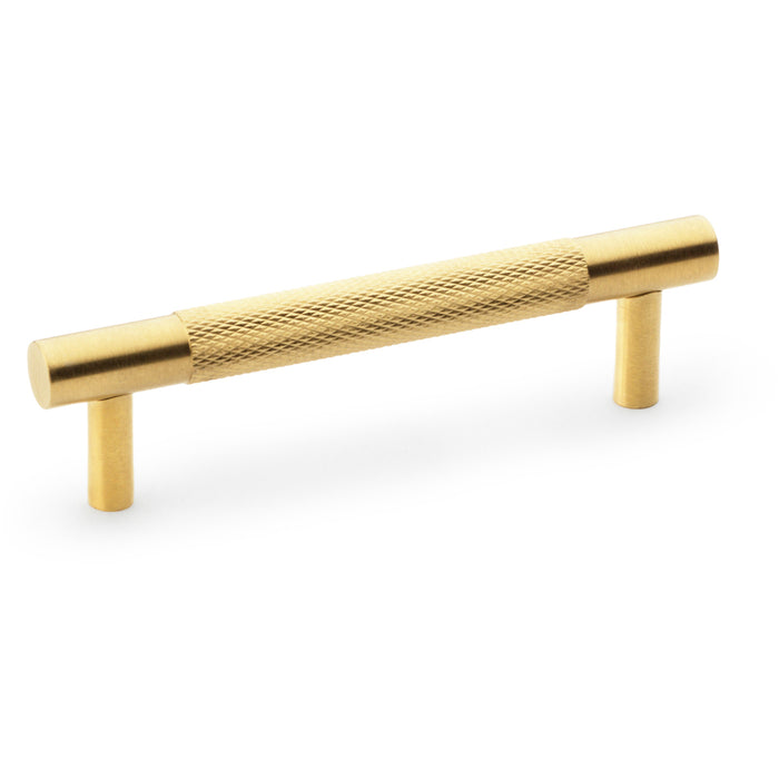 Knurled T Bar Door Pull Handle - Satin Brass - 96mm Centres Premium Drawer