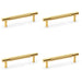 4 PACK Knurled T Bar Door Pull Handle Satin Brass 96mm Centres Premium Drawer