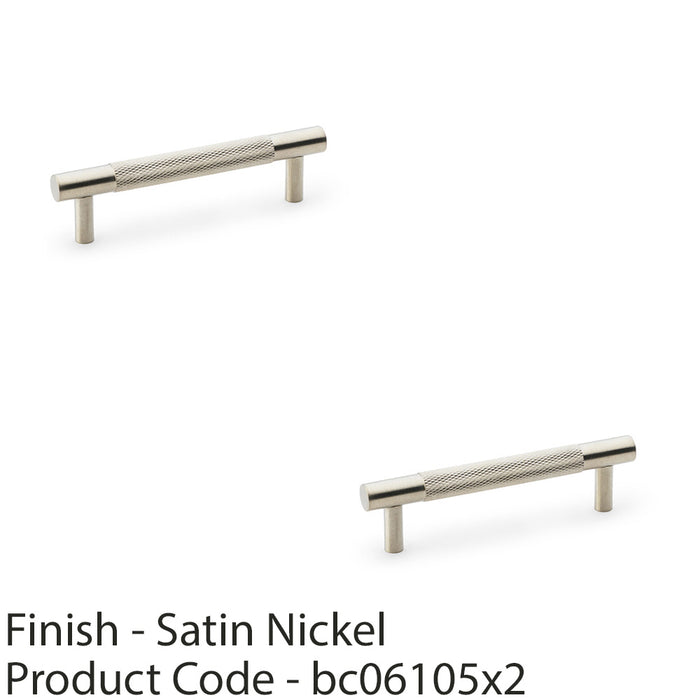 2 PACK Knurled T Bar Door Pull Handle Satin Nickel 96mm Centres Premium Drawer 1