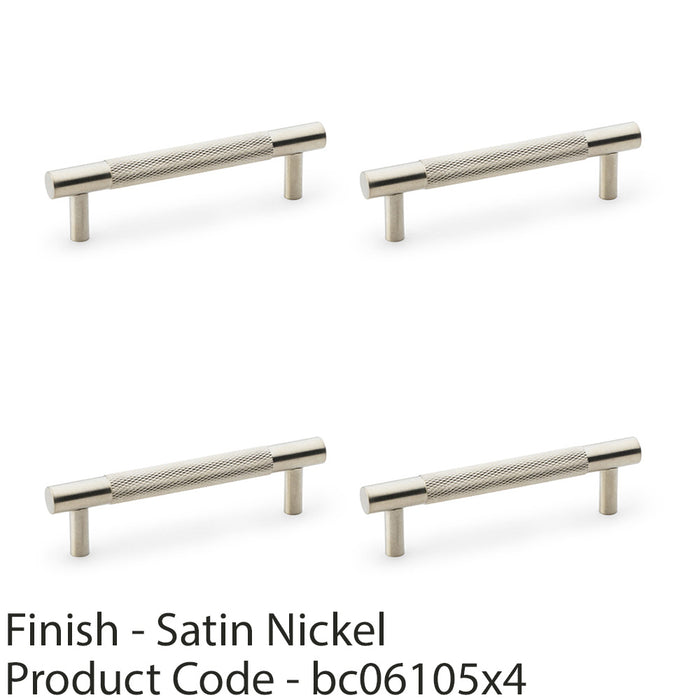 4 PACK Knurled T Bar Door Pull Handle Satin Nickel 96mm Centres Premium Drawer 1
