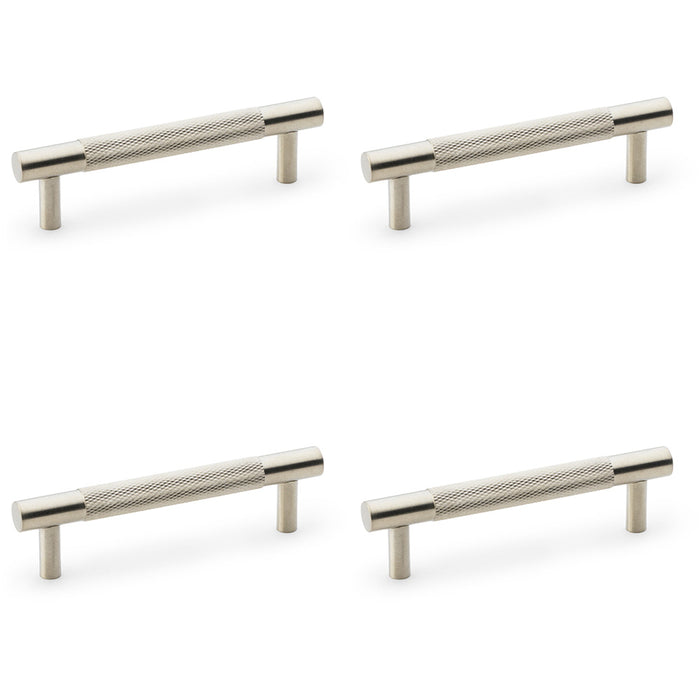 4 PACK Knurled T Bar Door Pull Handle Satin Nickel 96mm Centres Premium Drawer