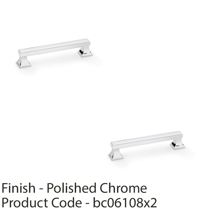 2 PACK Chunky Pull Handle Polished Chrome 128mm Centre SOLID BRASS Drawer Door 1