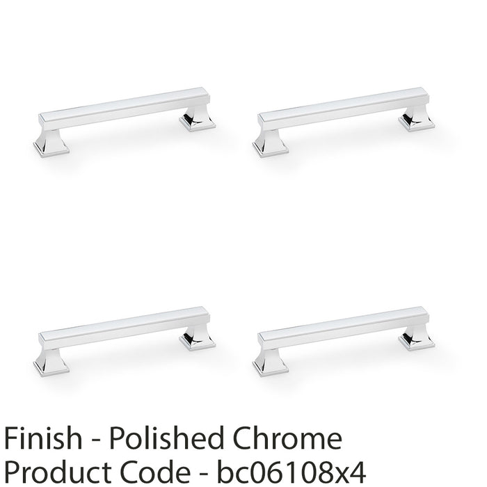 4 PACK Chunky Square Pull Handle Polished Chrome 128mm Centre SOLID BRASS Door 1
