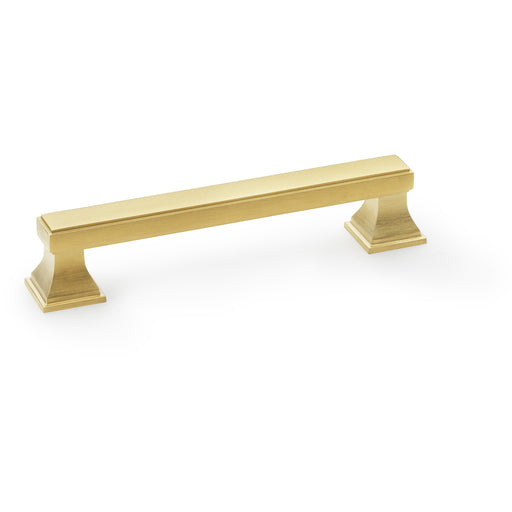 Chunky Square Pull Handle - Satin Brass 128mm Centres SOLID BRASS Drawer Door