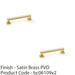 2x Chunky Square Pull Handle Satin Brass 128mm Centres SOLID BRASS Drawer Door 1