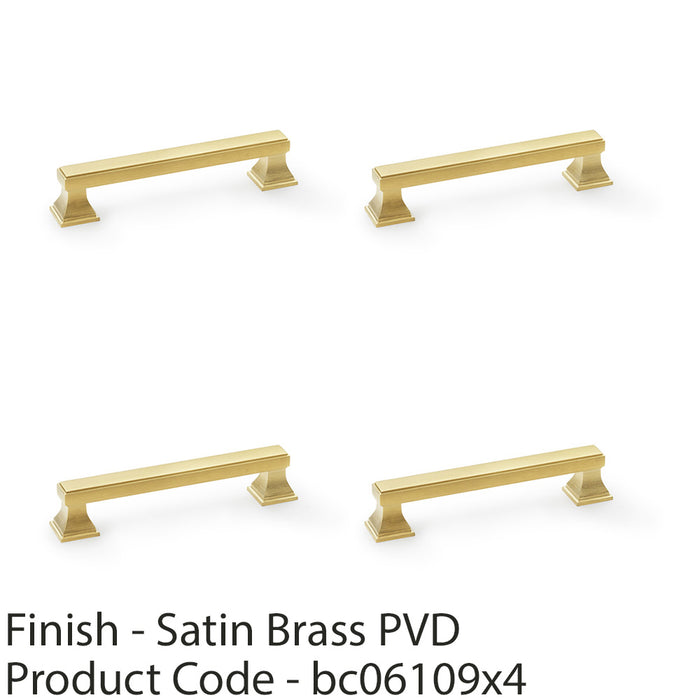 4x Chunky Square Pull Handle Satin Brass 128mm Centres SOLID BRASS Drawer Door 1