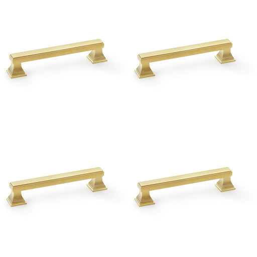 4x Chunky Square Pull Handle Satin Brass 128mm Centres SOLID BRASS Drawer Door