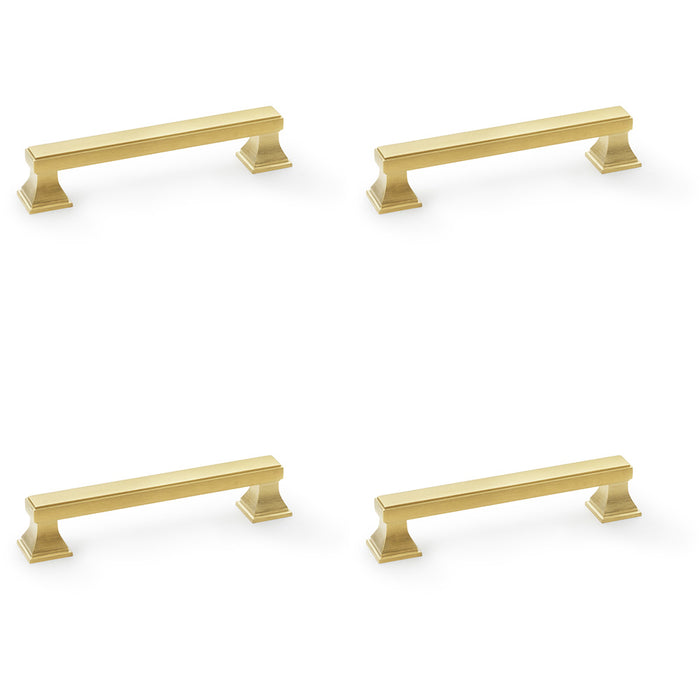 4x Chunky Square Pull Handle Satin Brass 128mm Centres SOLID BRASS Drawer Door