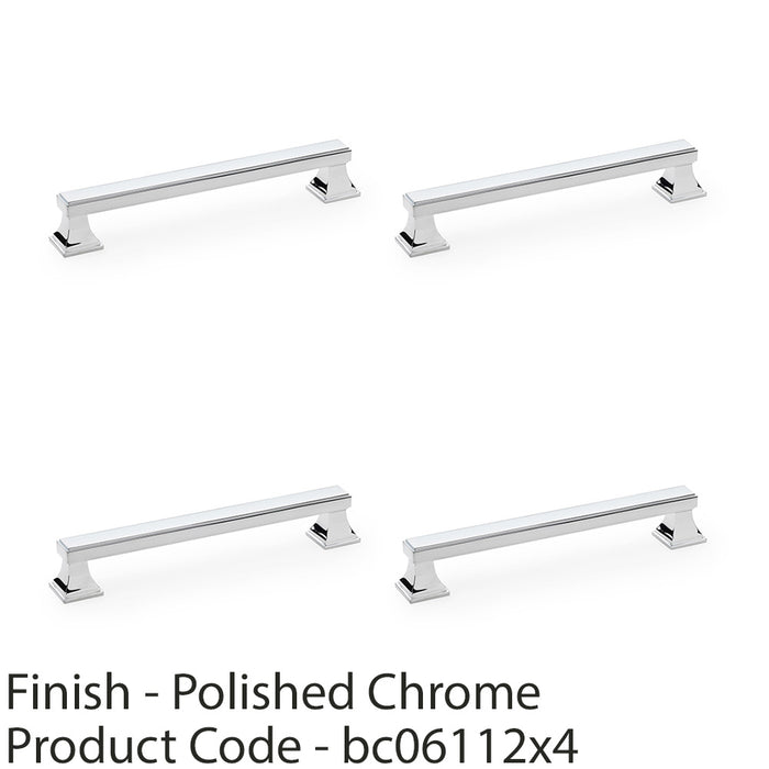 4 PACK Chunky Square Pull Handle Polished Chrome 160mm Centre SOLID BRASS Door 1