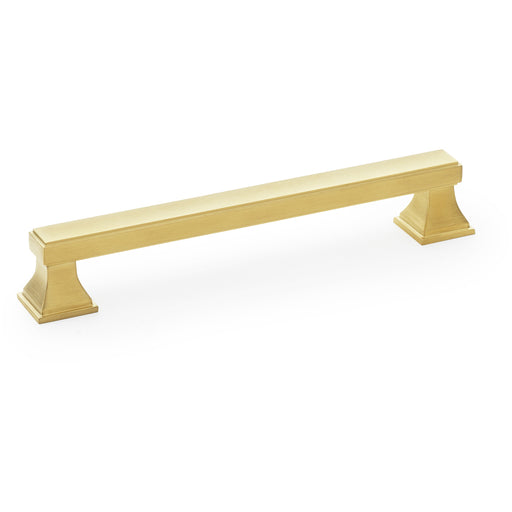 Chunky Square Pull Handle - Satin Brass 160mm Centres SOLID BRASS Drawer Door