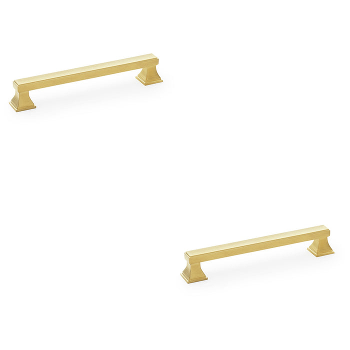 2x Chunky Square Pull Handle Satin Brass 160mm Centres SOLID BRASS Drawer Door