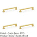 4x Chunky Square Pull Handle Satin Brass 160mm Centres SOLID BRASS Drawer Door 1