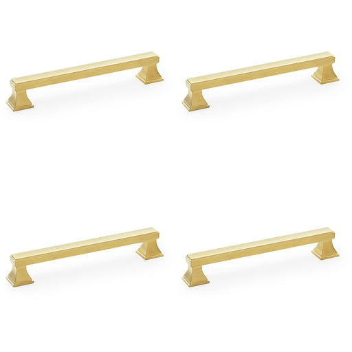 4x Chunky Square Pull Handle Satin Brass 160mm Centres SOLID BRASS Drawer Door