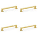 4x Chunky Square Pull Handle Satin Brass 160mm Centres SOLID BRASS Drawer Door