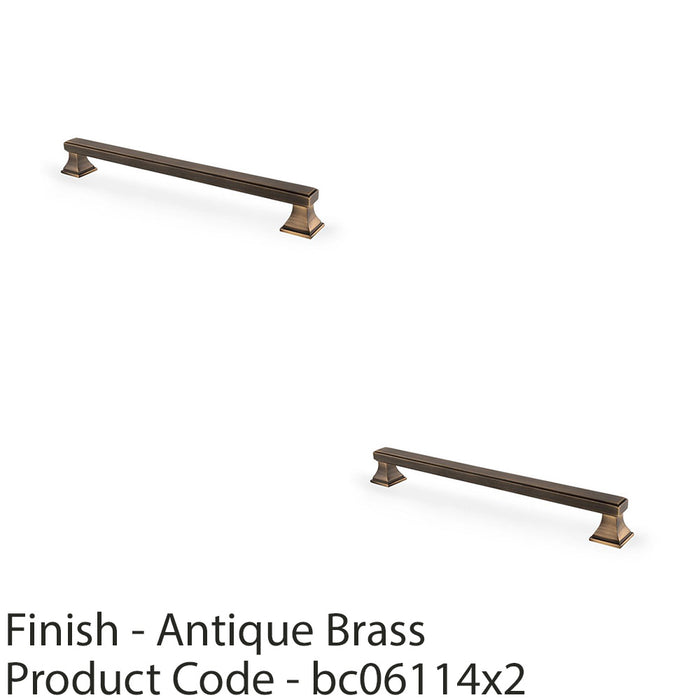 2 PACK Chunky Square Pull Handle Antique Brass 224mm Centres SOLID BRASS Door 1