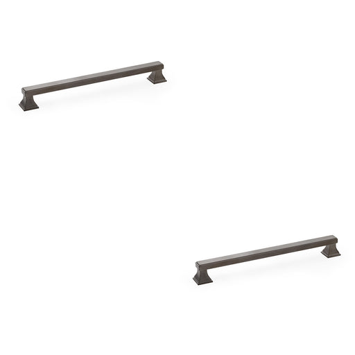 2x Chunky Square Pull Handle Dark Bronze 224mm Centres SOLID BRASS Drawer Door