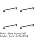 4x Chunky Square Pull Handle Dark Bronze 224mm Centres SOLID BRASS Drawer Door 1