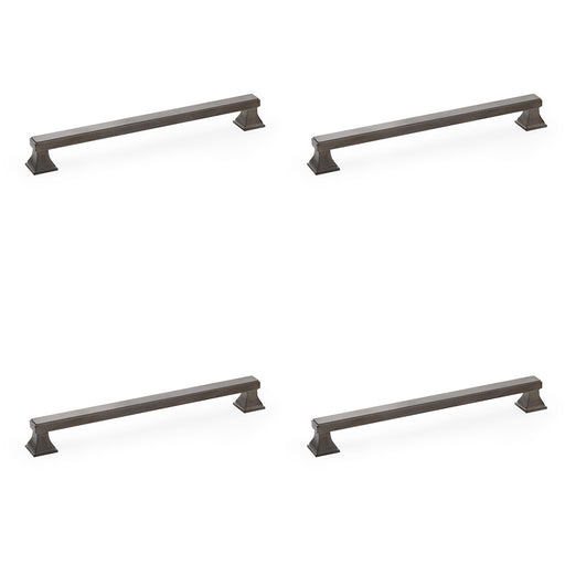 4x Chunky Square Pull Handle Dark Bronze 224mm Centres SOLID BRASS Drawer Door