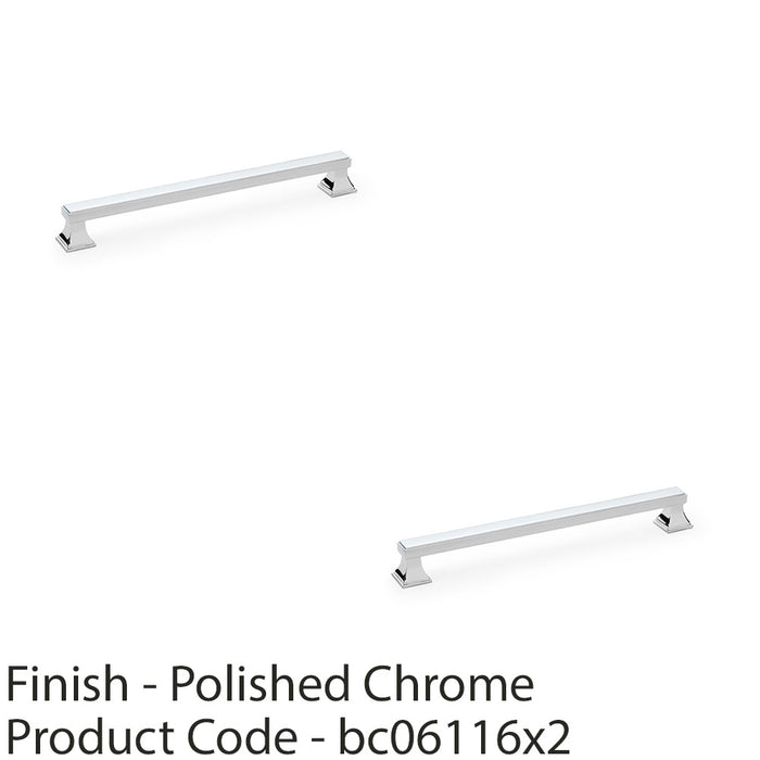 2 PACK Chunky Pull Handle Polished Chrome 224mm Centre SOLID BRASS Drawer Door 1