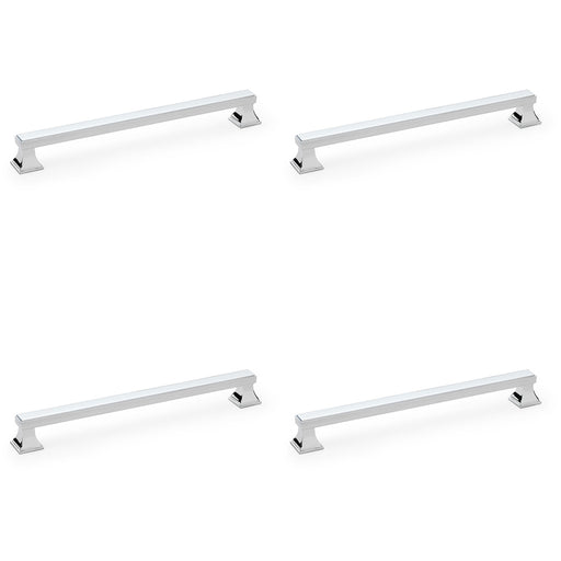 4 PACK Chunky Square Pull Handle Polished Chrome 224mm Centre SOLID BRASS Door