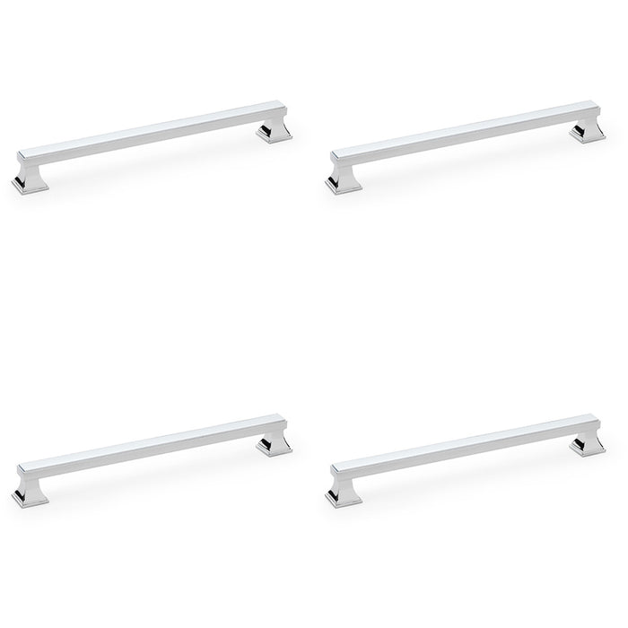 4 PACK Chunky Square Pull Handle Polished Chrome 224mm Centre SOLID BRASS Door