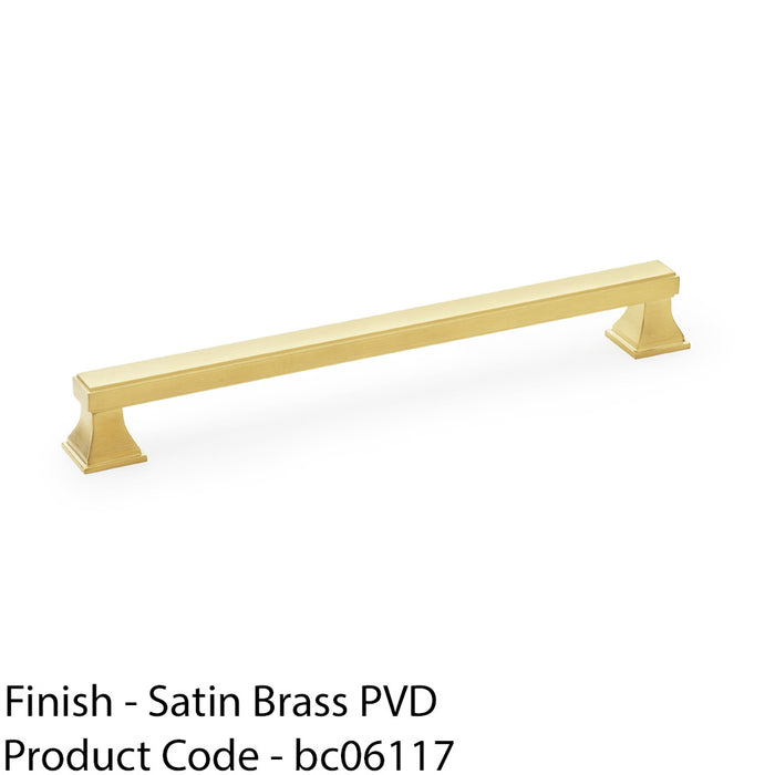Chunky Square Pull Handle - Satin Brass 224mm Centres SOLID BRASS Drawer Door 1