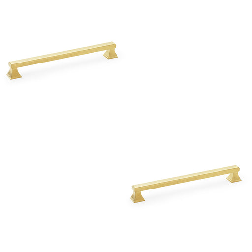 2x Chunky Square Pull Handle Satin Brass 224mm Centres SOLID BRASS Drawer Door