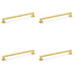 4x Chunky Square Pull Handle Satin Brass 224mm Centres SOLID BRASS Drawer Door