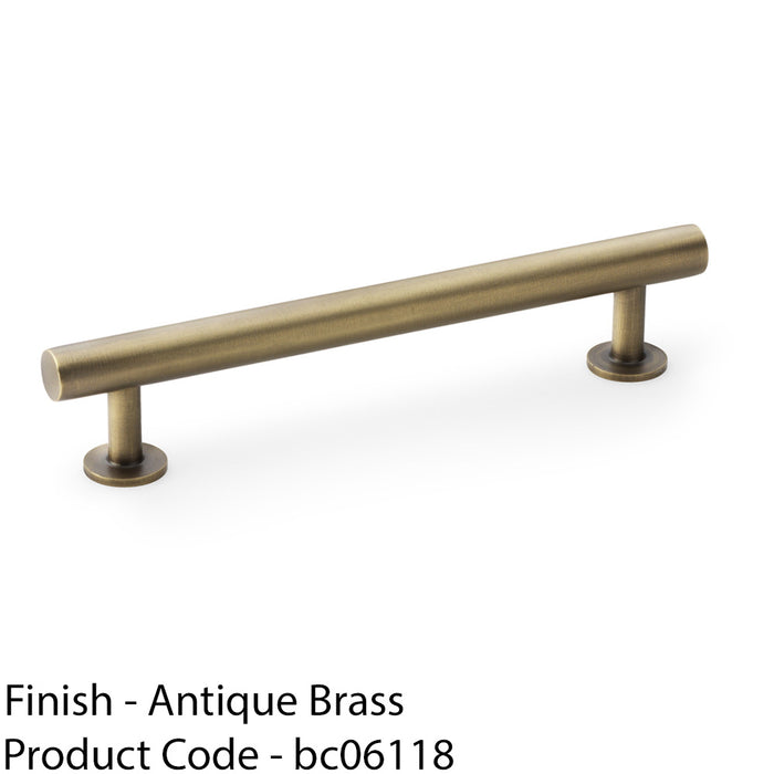 Round T Bar Pull Handle - Antique Brass - 128mm Centres SOLID BRASS Drawer Door 1