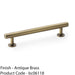 Round T Bar Pull Handle - Antique Brass - 128mm Centres SOLID BRASS Drawer Door 1