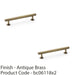 2x Round T Bar Pull Handle Antique Brass 128mm Centres SOLID BRASS Drawer Door 1