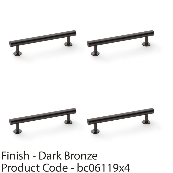 4 PACK Round T Bar Pull Handle Dark Bronze 128mm Centres SOLID BRASS Drawer Door 1