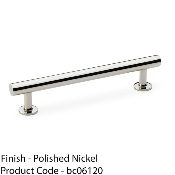 Round T Bar Pull Handle - Polished Nickel 128mm Centres SOLID BRASS Drawer Door 1