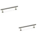 2 PACK Round T Bar Pull Handle Polished Nickel 128mm Centres SOLID BRASS Door