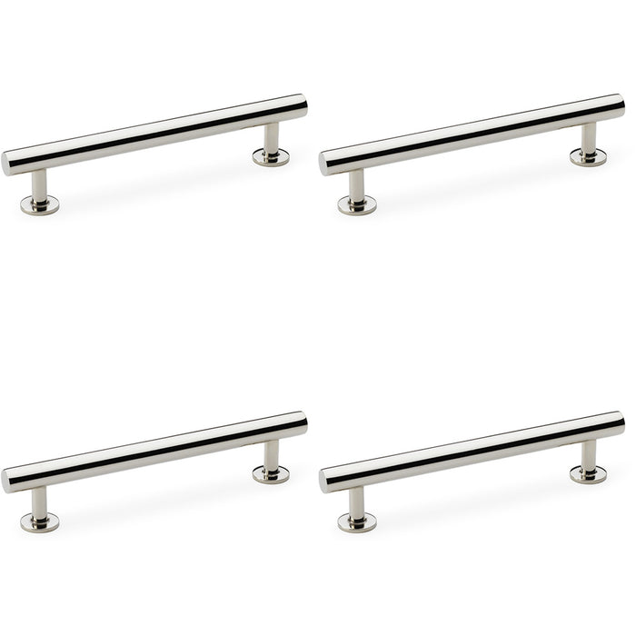 4 PACK Round T Bar Pull Handle Polished Nickel 128mm Centres SOLID BRASS Door