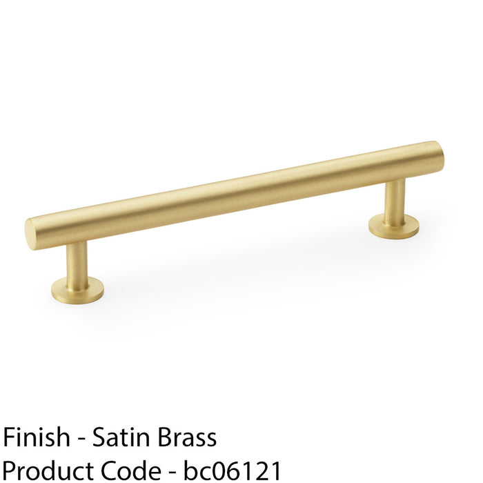 Round T Bar Pull Handle - Satin Brass - 128mm Centres SOLID BRASS Drawer Door 1