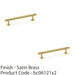 2 PACK Round T Bar Pull Handle Satin Brass 128mm Centres SOLID BRASS Drawer Door 1
