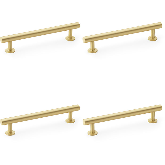 4 PACK Round T Bar Pull Handle Satin Brass 128mm Centres SOLID BRASS Drawer Door