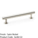 Round T Bar Pull Handle - Satin Nickel - 128mm Centres SOLID BRASS Drawer Door 1